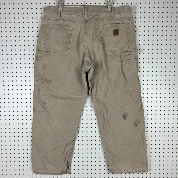 Carhartt Other - Carhartt Carpenter Pants 38x30 Painted Distressed Faded Work Wear Brown Loose‎